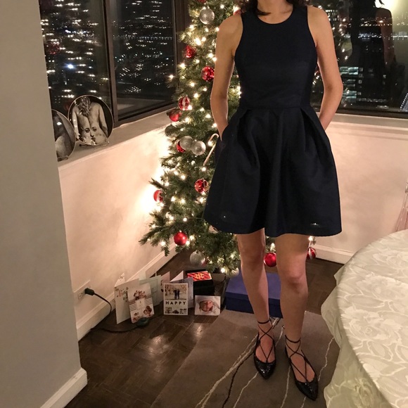 Maje Grease fit and flare midnight blue mini dress - Picture 6 of 6